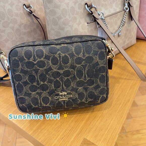 Coach Handbags - NWT Coach Carey Crossbody Bag Signature Canvas Leather Charms CEK68 Gold Brown